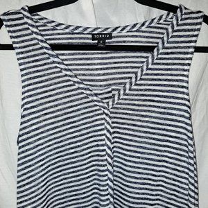 Torrid, 0, Striped, Blue, White, Sleeveless, Top, Blouse, Casual, Vacation